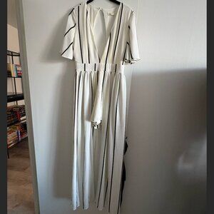 White/Black Stripe Socialite Dress, Size S
